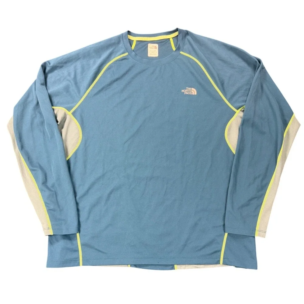 The North Face Mens FlashDry Long Sleeve Running Shirt Blue Gray XL A1HH